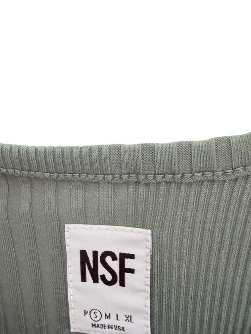 NSF Ruched Side Ribbed Tank Top Olive Green Size Small - Picture 4 of 5